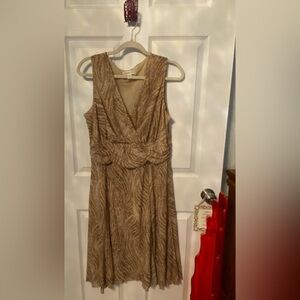 Coldwater Creek Beige Patterned Midi Dress